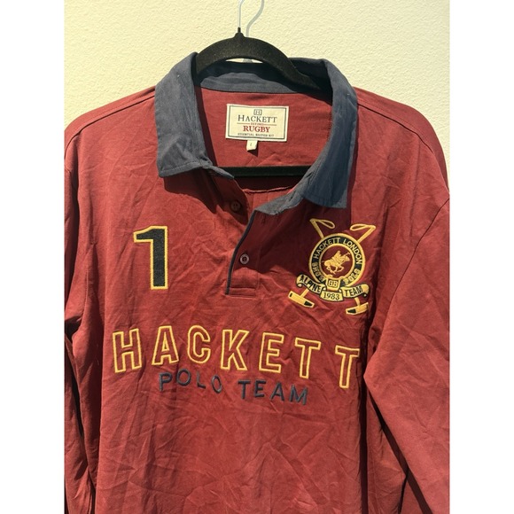 Hackett London Rugby Snow Polo Shirt Long Sleeve Size LG Essential British Kit - Picture 3 of 11
